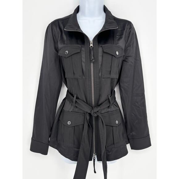 White House Black Market NWT Black Soft Utility Jacket Size 10P - Picture 3 of 9